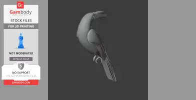 3D model of a brown hornbill, designed for 3D printing, in a side profile view.