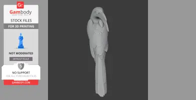 3D model of a hornbill with a prominent beak and detailed feathers for printing.