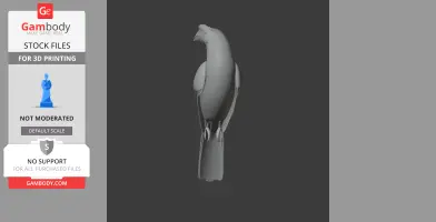 3D model of a hornbill perched on a branch, designed for 3D printing.
