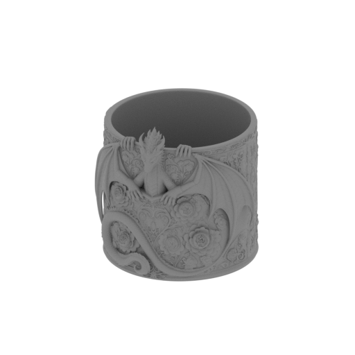 Red Floral Dragon Flower Pot.stl