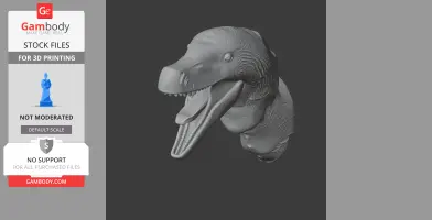 3D model of a detailed Acheroraptor head with an open mouth, ready for 3D printing.