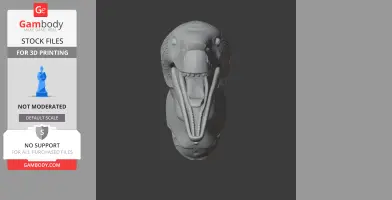 A 3D model of an Acheroraptor's head with an open mouth, designed for 3D printing.