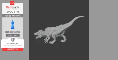 3D model of an Acrocanthosaurus dinosaur in a walking pose, ready for 3D printing.