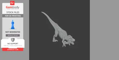 3D model of an Acrocanthosaurus dinosaur in a dynamic pose for 3D printing.