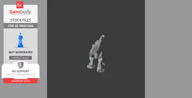 A 3D model of an Acrocanthosaurus dinosaur viewed from behind, ready for 3D printing.