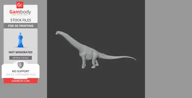 3D model of an Adamantisaurus dinosaur on a dark background, suitable for 3D printing.
