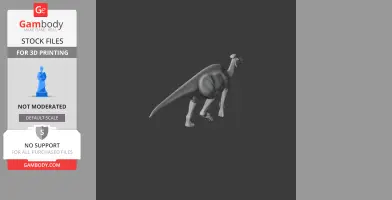 3D model of a dinosaur, likely an Adelolophus, with a crest on its head and a long tail.