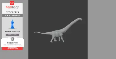 Gray 3D model of Aegyptosaurus with long neck and tail, designed for 3D printing.