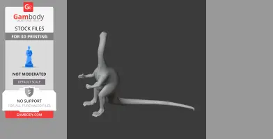 A 3D model of a bipedal dinosaur with a long neck and tail, intended for printing.