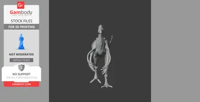 A 3D STL model of a bipedal dinosaur-like creature with long arms and a slender body.