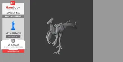 Gray 3D model of an Afromimus, a bipedal prehistoric dinosaur, designed for 3D printing.