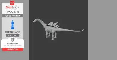 3D model of an Agustinia dinosaur with bony plates along its back, ready for 3D printing.