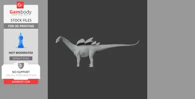 3D model of an Agustinia dinosaur for 3D printing, featuring a long neck and back plates.