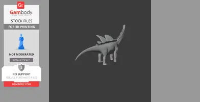 A 3D model of an Agustinia dinosaur with plates along its back, designed for 3D printing.