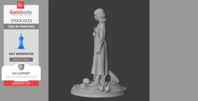 A female character in a long dress holding a candle, standing on a circular base adorned with cherries.