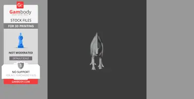 A 3D model of a prehistoric creature viewed from the front, designed for 3D printing.
