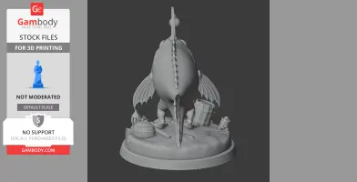 3D model of an anglerfish figure with detailed base accessories, featuring fins and spines, from Outer Wilds.