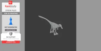A detailed 3D model of a raptor-like prehistoric creature with a long tail, designed for 3D printing.