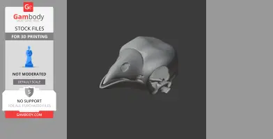 3D model of the opisthocomus bird skull, displayed for 3D printing.