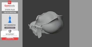 3D model of an orangutan skull, side view, for 3D printing.