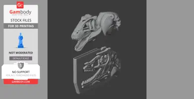 3D model of an Ornatotholus dinosaur skull and a fossil-like relief for printing.