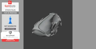 3D model of a stylized giant otter skull for printing, shown in a gray shaded view.