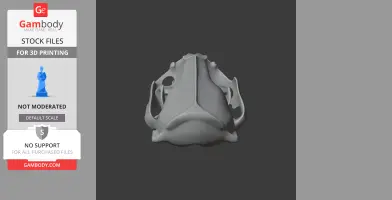 A 3D model of a giant otter skull viewed from the front, showcasing prominent details and structure.