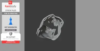 3D rendering of an Oxalaia dinosaur skull model for 3D printing.