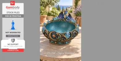 A detailed dragon-themed bowl with celestial motifs and crystal decorations.