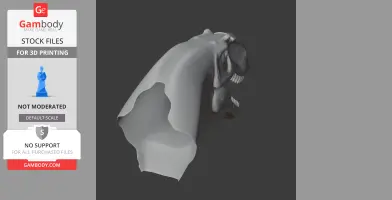 A 3D model of an Alashansaurus head with detailed features, intended for 3D printing.