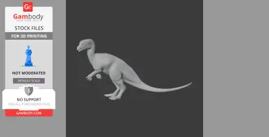 3D model of Albertadromeus, a small dinosaur, in a neutral pose with a long tail and short arms.