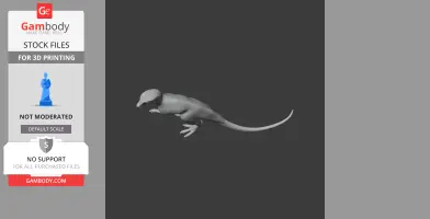 3D model of Albertadromeus, a small, bipedal dinosaur, shown in a gray, side view pose for printing.