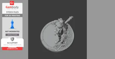 A detailed 3D character figure holding a bat, standing on a textured circular base.