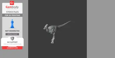 3D model of Alnashetri, a small prehistoric dinosaur, in a dynamic pose for 3D printing.