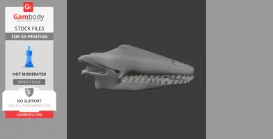 3D model of a Pakicetus attocki skull, side view, showing detailed teeth and bone structure.