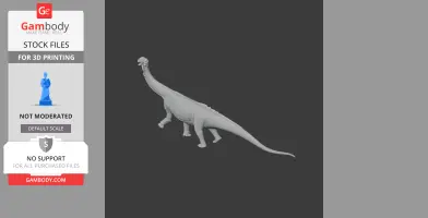 A gray 3D model of a long-necked, four-legged prehistoric animal for printing.