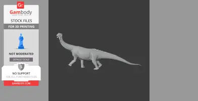 3D model of a long-necked prehistoric animal, similar to a sauropod, for 3D printing.