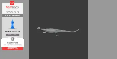 A 3D model of a prehistoric animal with a long tail and snout, designed for 3D printing.