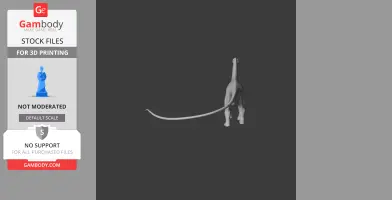 A 3D model of a long-tailed, long-necked prehistoric dinosaur viewed from the back.