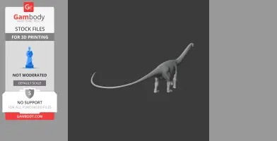 A 3D model of a long-necked dinosaur, standing on four legs, viewed from behind.