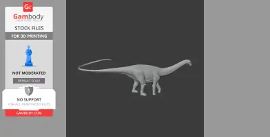 Gray 3D model of a long-necked dinosaur with a long tail, designed for 3D printing.
