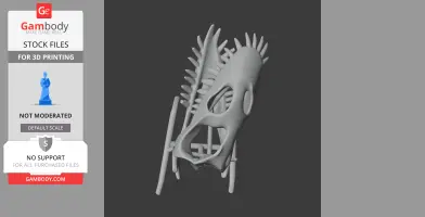 3D model of a Paleosaurus skull with intricate details and support structures for 3D printing.