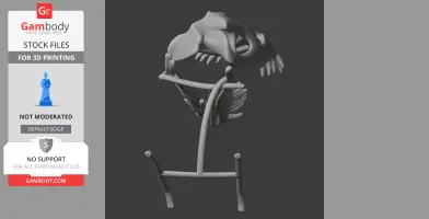 3D model of a Paleosaurus skull on a stand, designed for 3D printing.