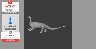 A 3D model of an Amphicoelicaudia dinosaur with a long neck and tail, designed for 3D printing.