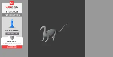A 3D model of a long-tailed, long-necked prehistoric dinosaur for printing, shown in a neutral gray color.