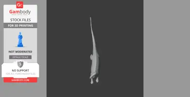 A top-down view of a long-tailed, prehistoric animal 3D model for printing.