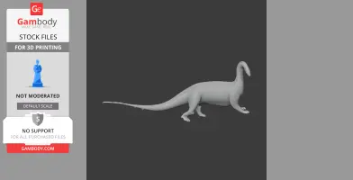 3D model of Amphicoelicaudia, a prehistoric dinosaur, in a side view for 3D printing.