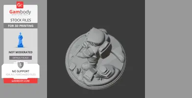 A 3D character figure of Bancho Dave the Diver standing on a themed base, ready for 3D printing.
