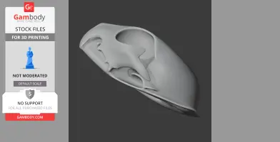 3D model of a Pallas's cat skull replica, designed for 3D printing, shown on a dark background.