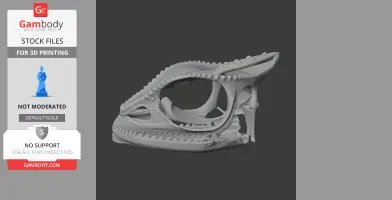3D model of a detailed Panther Chameleon skull replica, showcasing bone structures and textures.